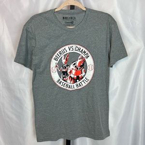 Dragon Ball Super Beerus Vs Champa Baseball Battle T-Shirt, size Small